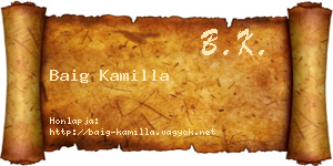 Baig Kamilla névjegykártya